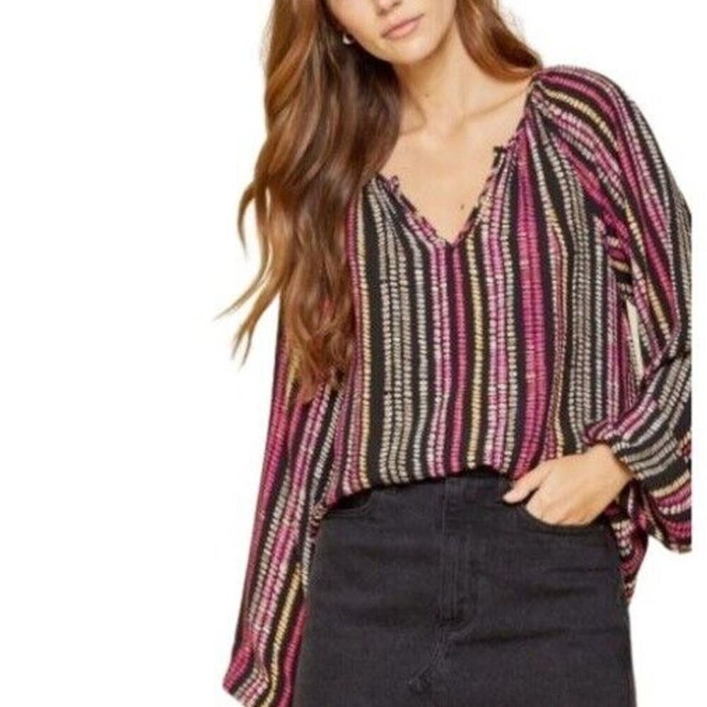 Anthropologie Maeve Womens Into The Night Striped Tunic S Boho Hippie Festival